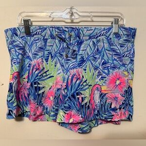 Lilly Pulitzer Katia Shorts Bennet Blue Let's Mango Size XS Flamingo Summer